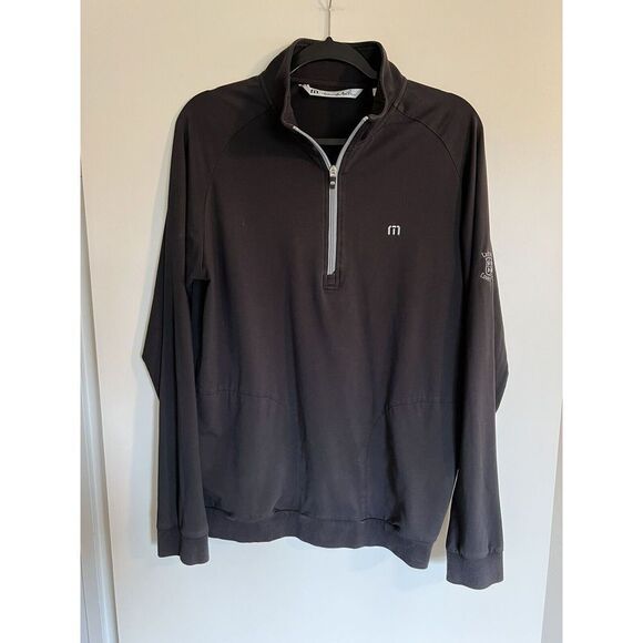 Travis Mathew Black 1/4 Zip Golf Long Sleeve Sweater Size Medium Castlewood CC - Picture 1 of 3